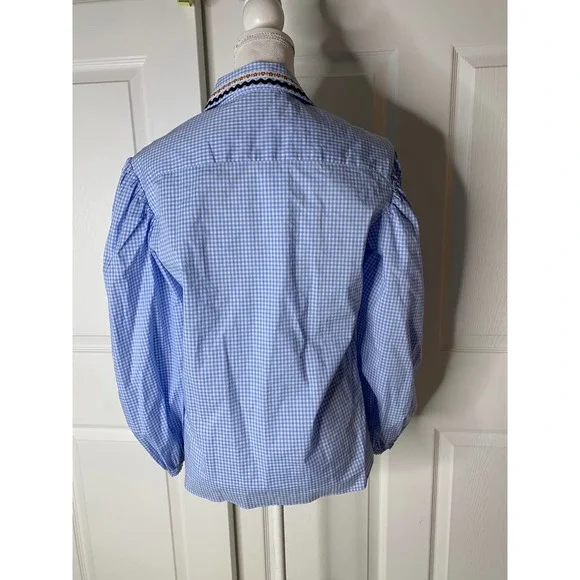 NEW $ 1180 Miu Miu gingham embroidered shirt